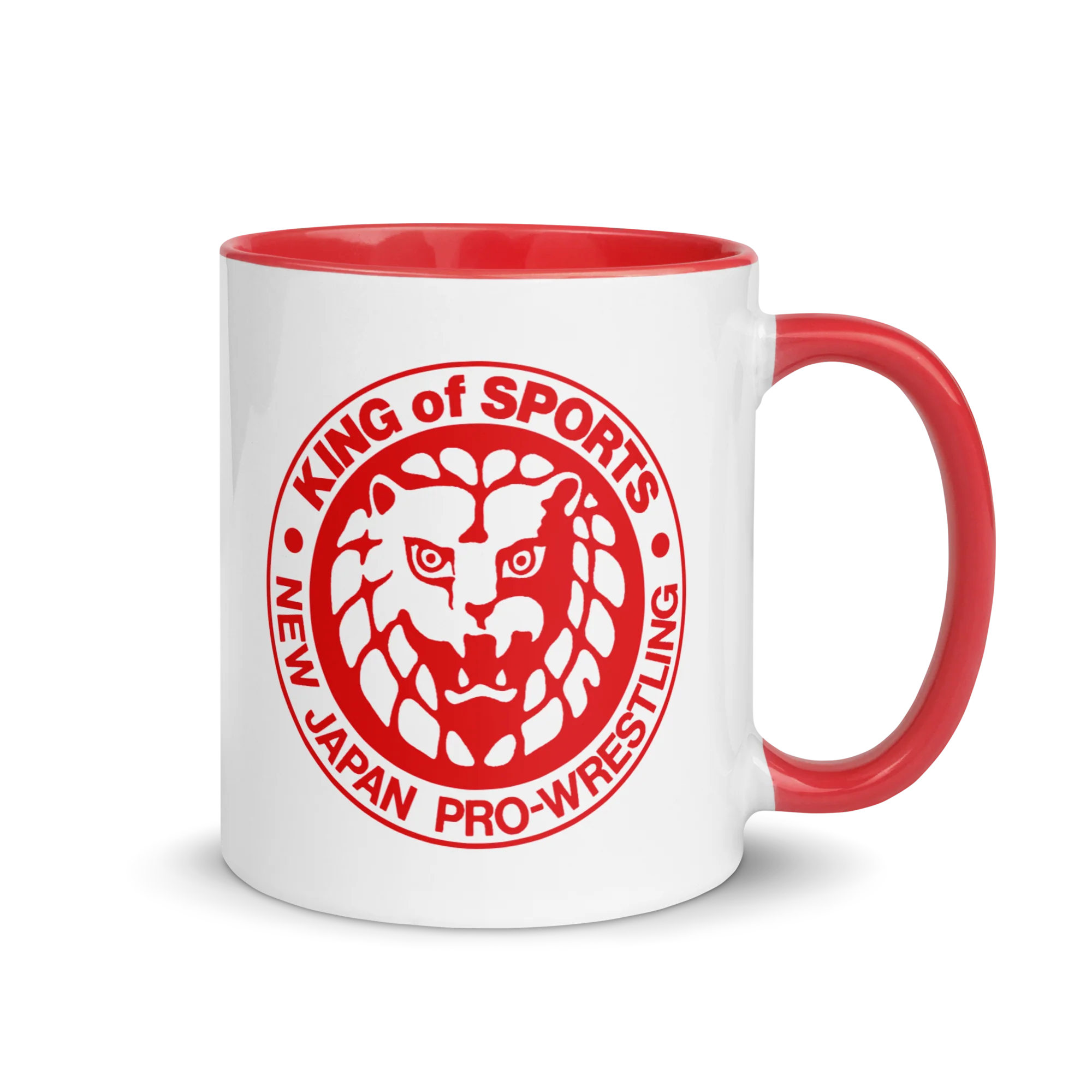 Lion Mark Classic Red Logo White Mug with Color Inside - Image 2