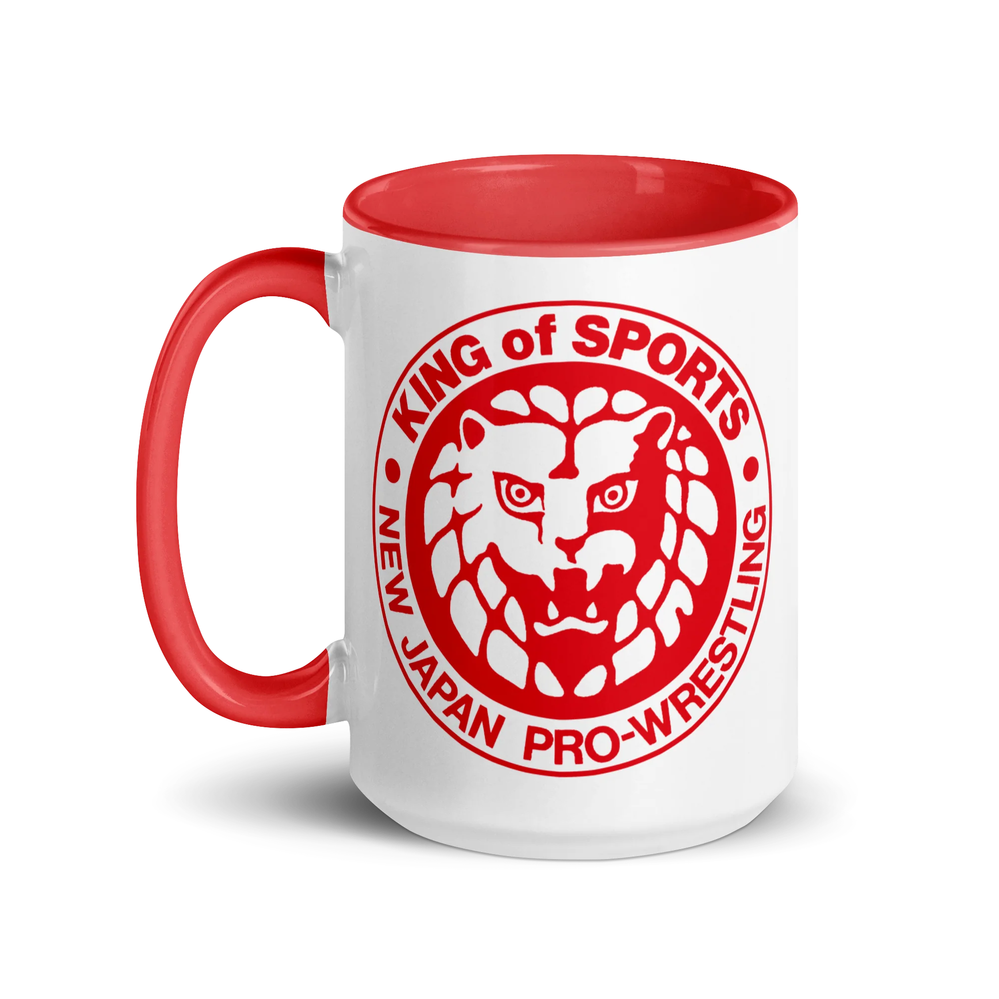 Lion Mark Classic Red Logo White Mug with Color Inside - Image 3