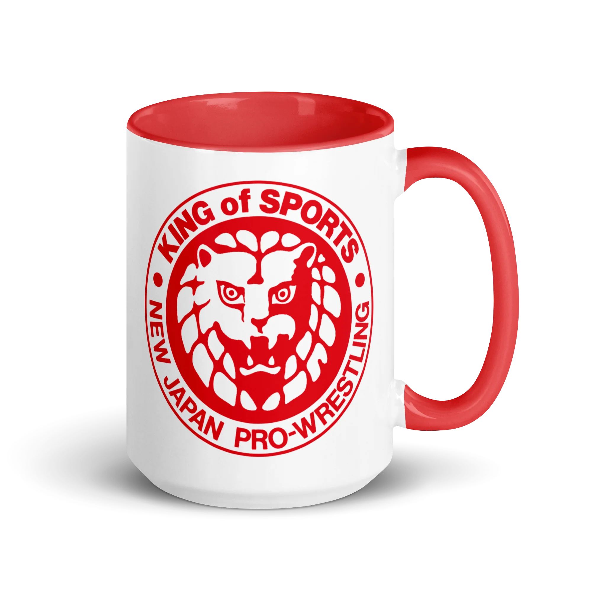 Lion Mark Classic Red Logo White Mug with Color Inside - Image 4