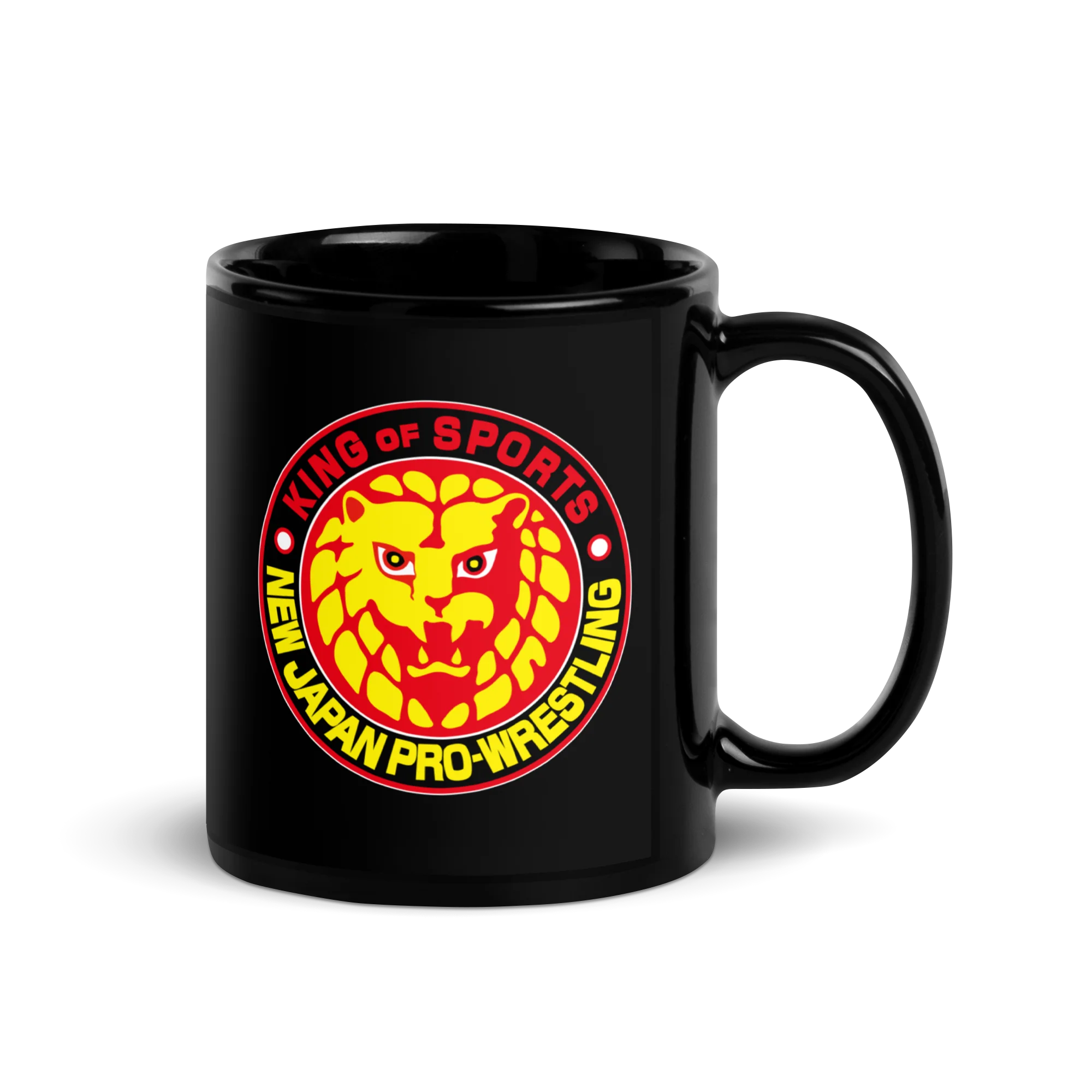 Lion Mark Color Logo Black Glossy Mug - Image 3