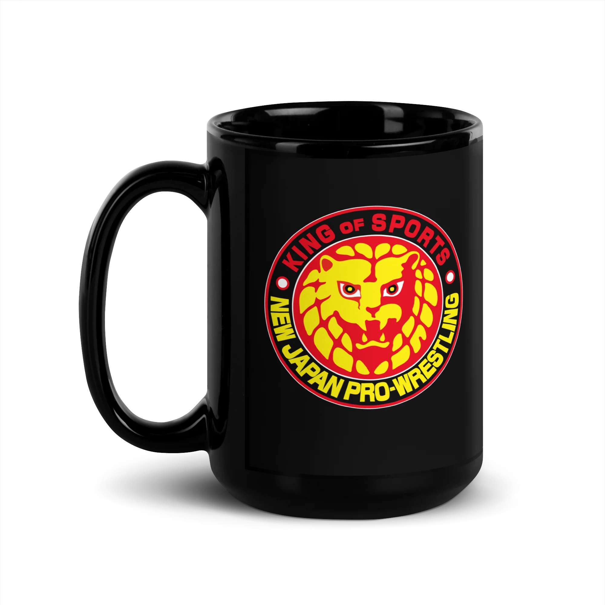 Lion Mark Color Logo Black Glossy Mug - Image 4