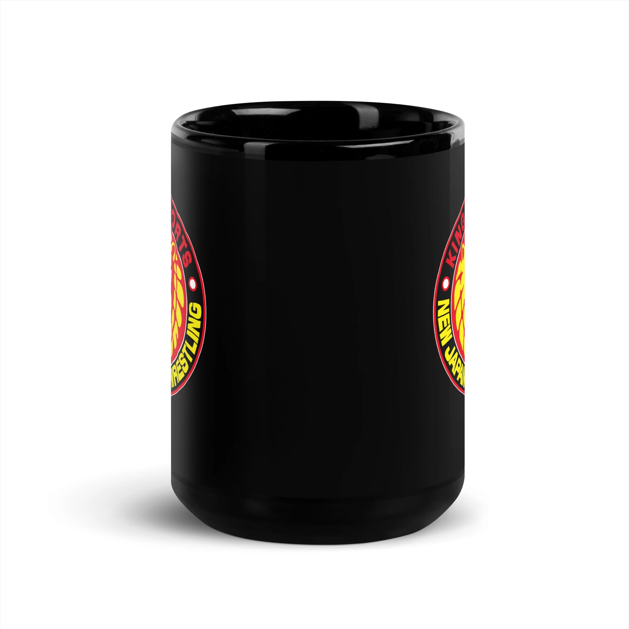 Lion Mark Color Logo Black Glossy Mug - Image 5
