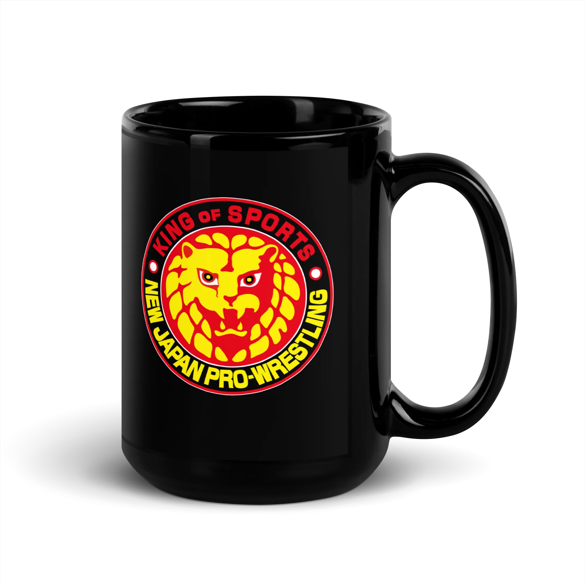 Lion Mark Color Logo Black Glossy Mug - Image 6