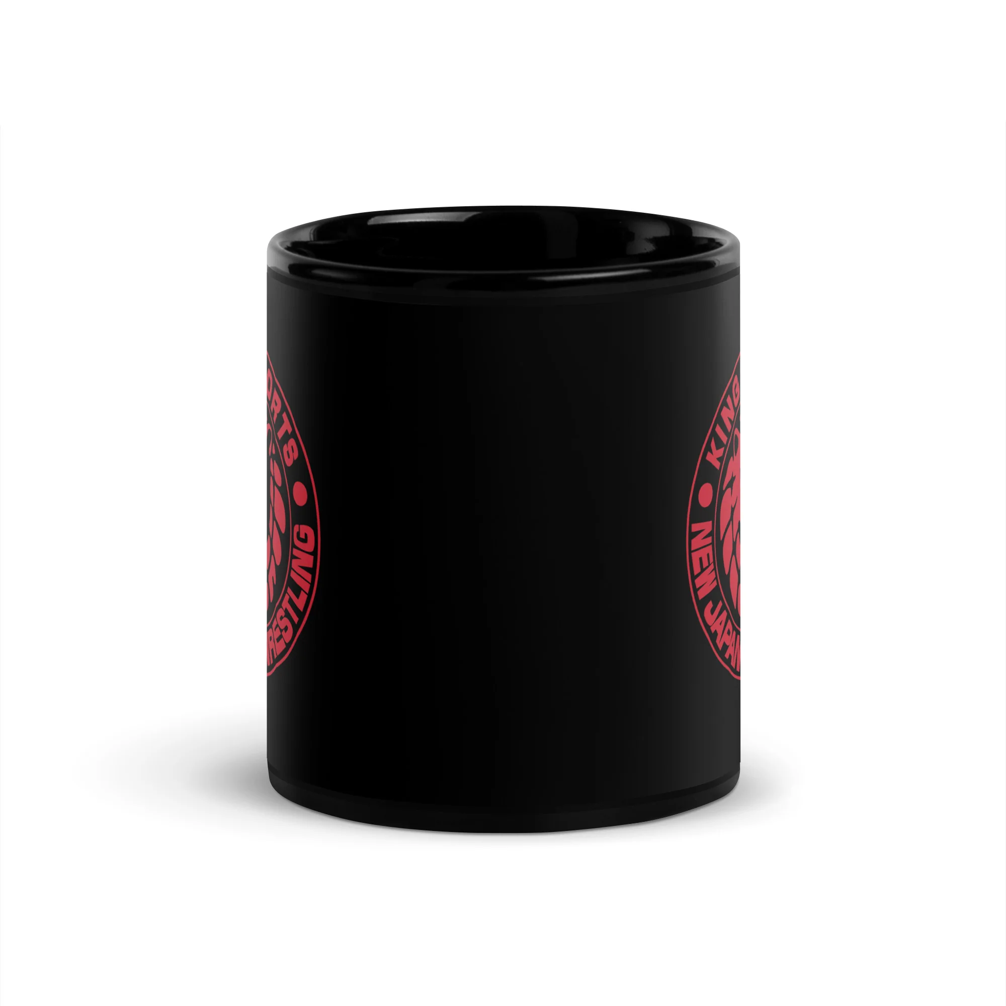 Lion Mark Red Logo Black Glossy Mug - Image 3