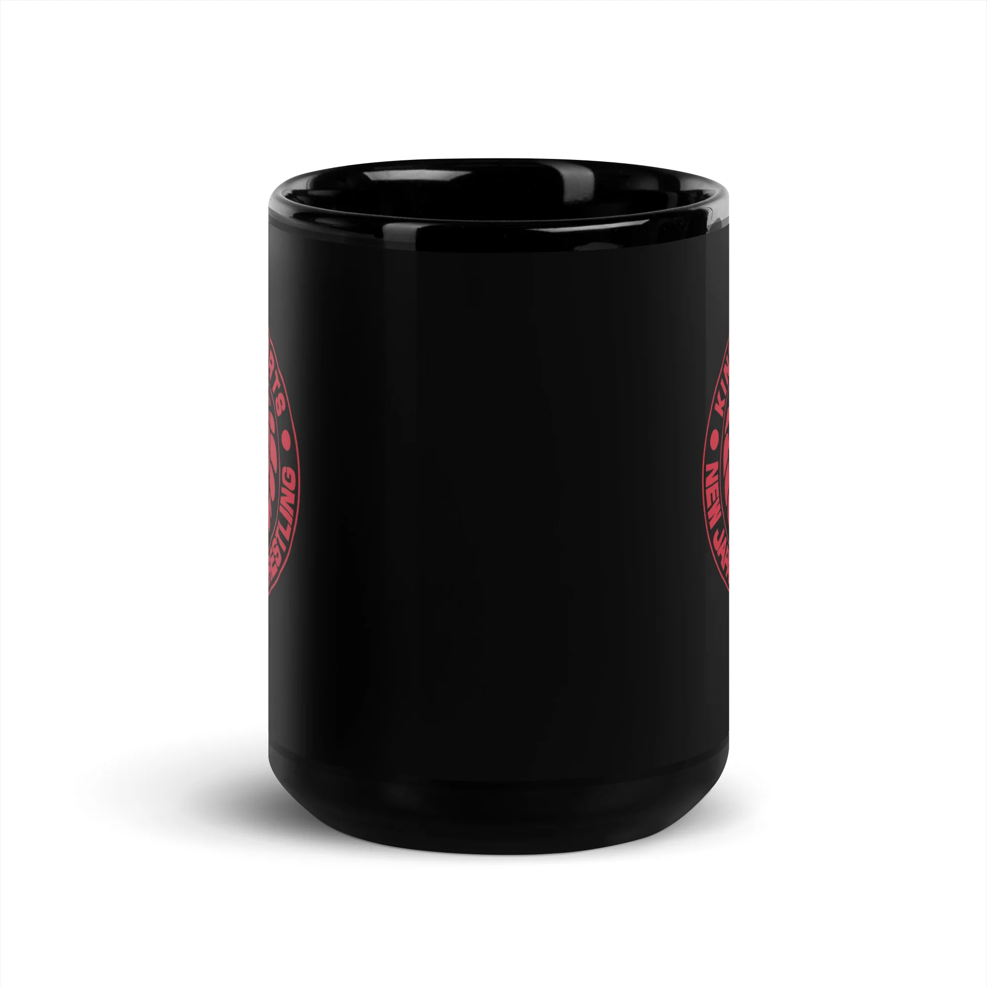 Lion Mark Red Logo Black Glossy Mug - Image 6