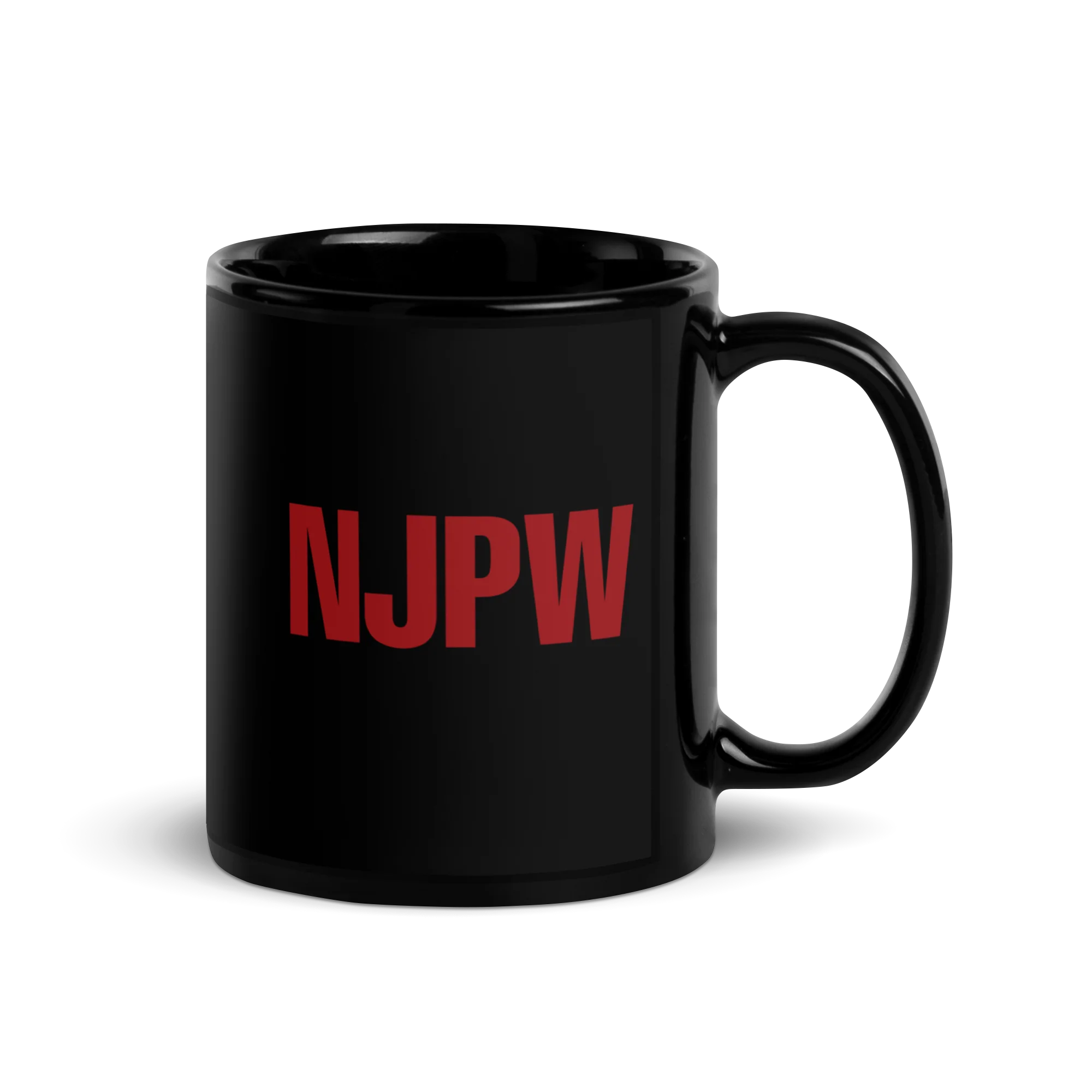 Lion Mark Red Square Logo Black Glossy Mug - Image 2