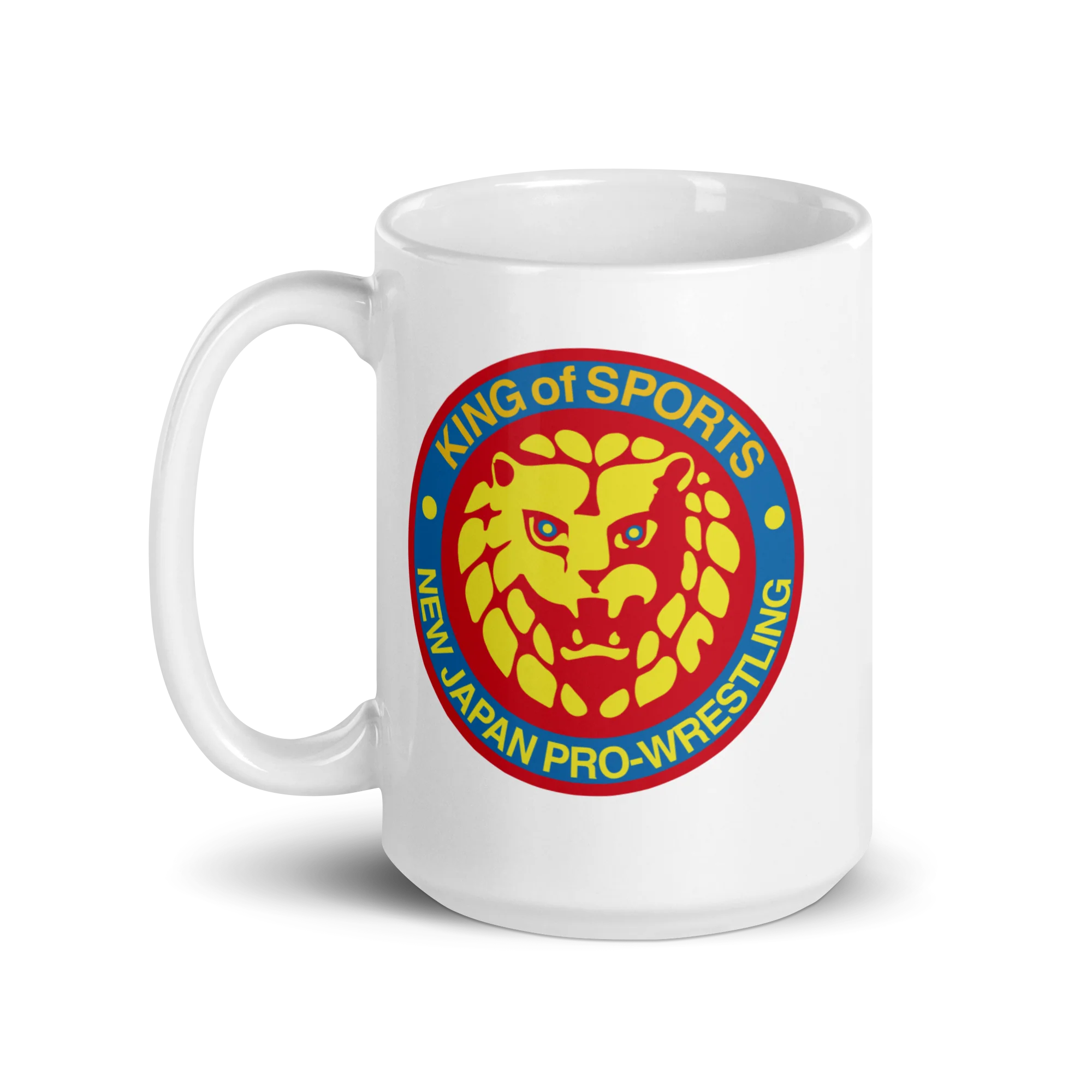 Lion Mark Retro White Glossy Mug - Image 3
