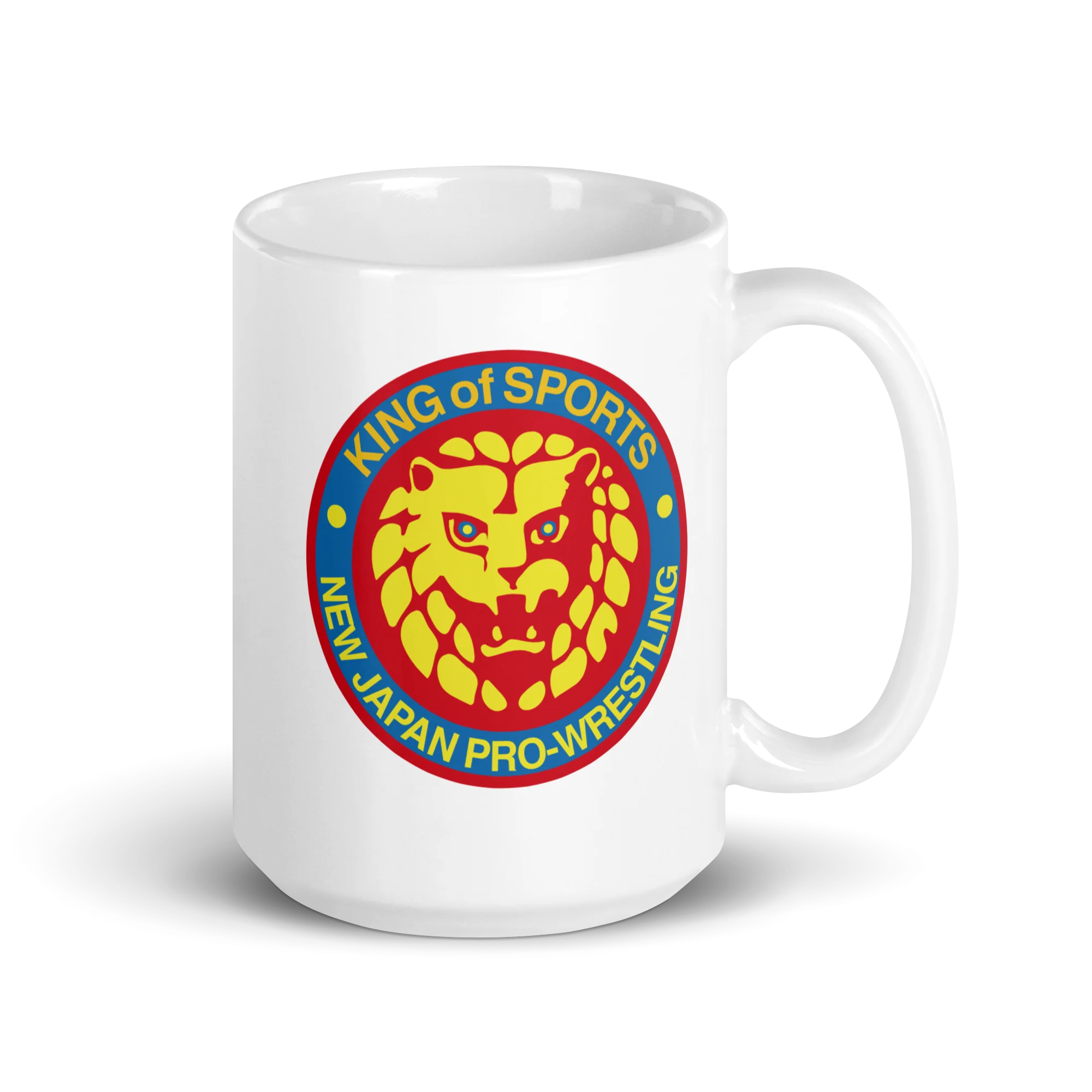 Lion Mark Retro White Glossy Mug - Image 4