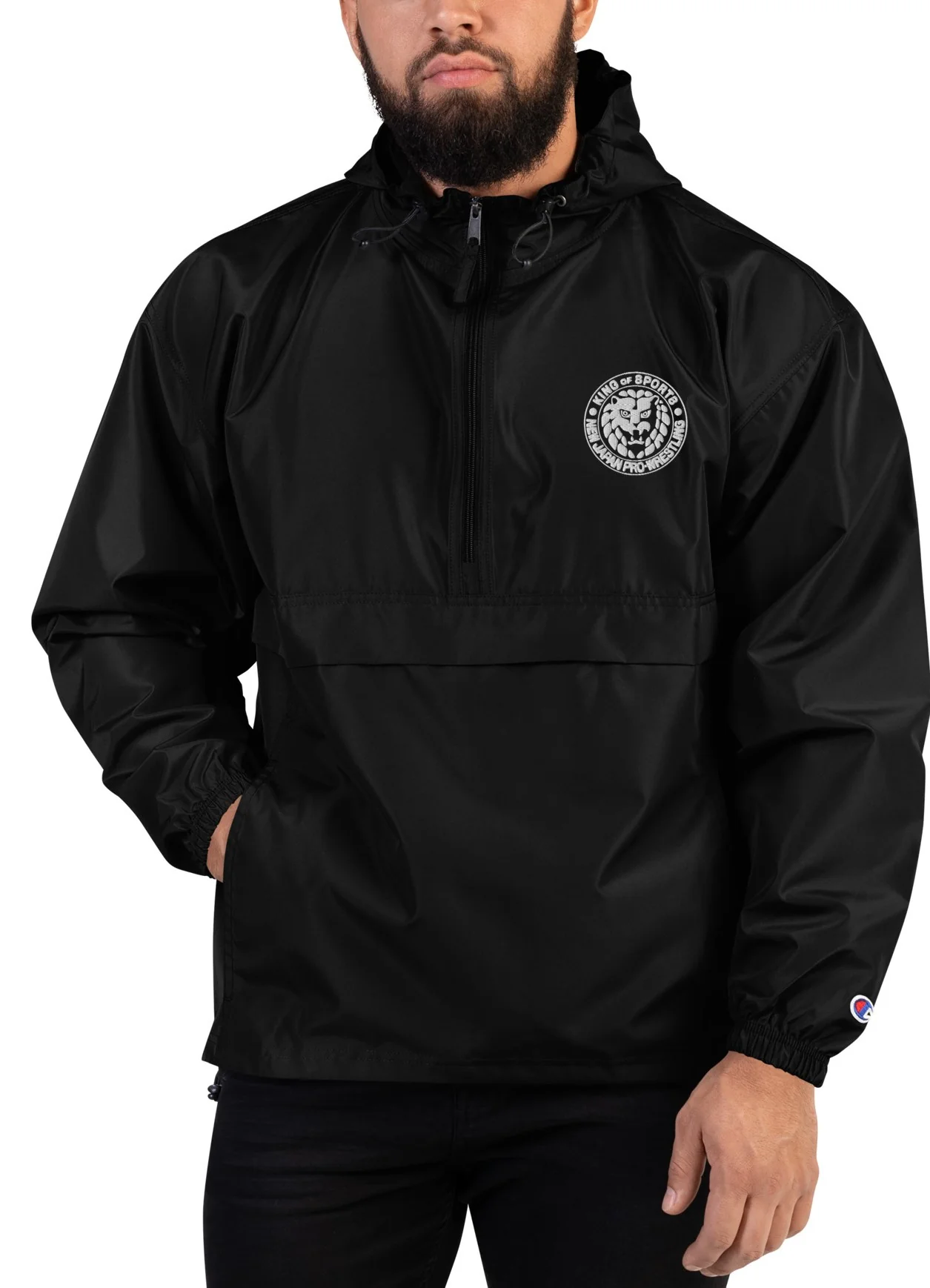 NJPW Lion Mark Embroidered Champion Packable Jacket - Image 8